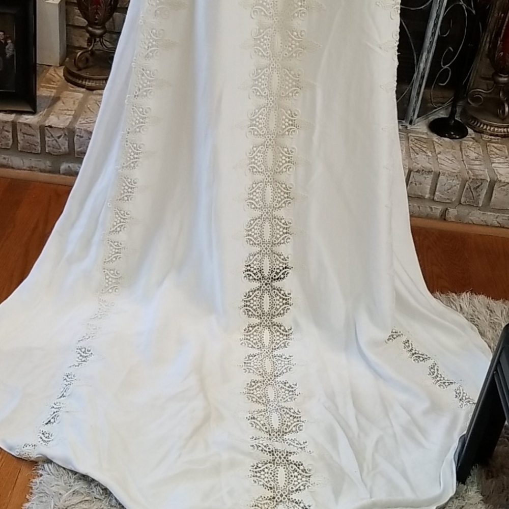 Vintage Shantung Wedding Dress w/ Bustle, size S - Picture 15 of 16
